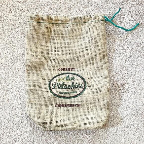 Yurosek Farms Other - Beige & green Gourmet Pistachios burlap bag